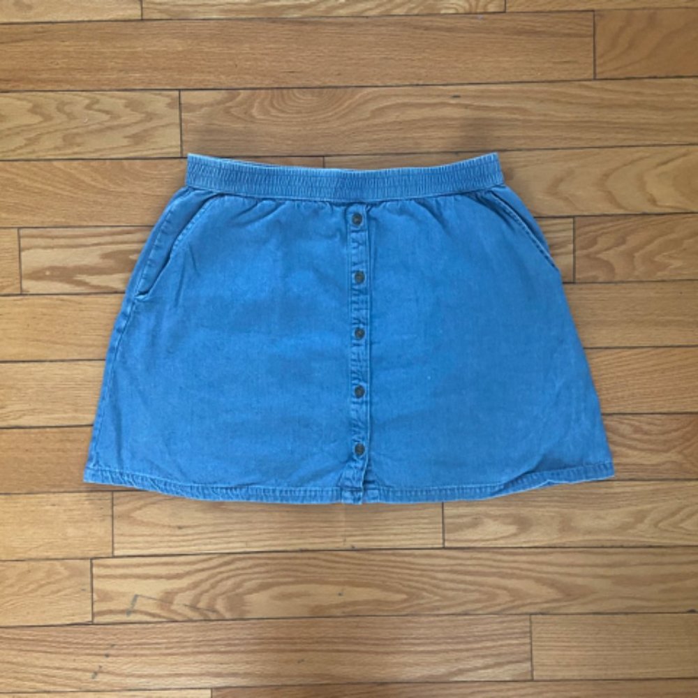 Denim Skirt With Decorative Buttons in Front